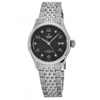 Réplique Montre Tudor 1926 28 mm en acier inoxydable serti de diamants noirs pour femme M91350-0004