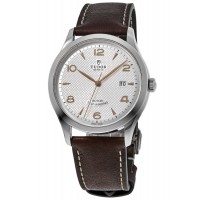 Réplique Montre pour homme Tudor 1926, cadran argenté, bracelet en cuir, 41 mm, M91650-0006