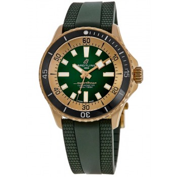 Réplique Montre Breitling Superocean Automatic 42 avec cadran vert et bracelet en caoutchouc pour homme N17375201L1S1