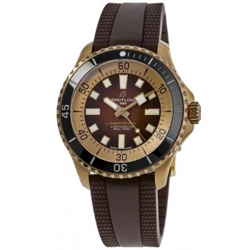 Réplique Montre Breitling Superocean Automatic 44 pour homme avec cadran marron et bracelet en caoutchouc N17376201Q1S1