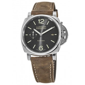 Réplique Montre Panerai Luminor Due 42 mm automatique 3 jours cadran gris bracelet en cuir marron pour homme PAM00904