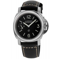 Réplique Montre Panerai Luminor pour homme avec cadran noir et bracelet en cuir PAM01084