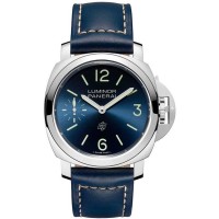 Réplique Montre Panerai Luminor Blu Mare pour homme avec bracelet en cuir et acier de 44 mm PAM01085