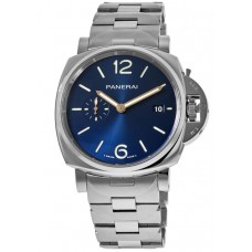 Réplique Montre pour homme Panerai Luminor Due 42 mm en acier avec cadran bleu PAM01124