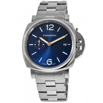 Réplique Montre pour homme Panerai Luminor Due 42 mm en acier avec cadran bleu PAM01124