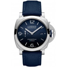 Réplique Panerai Luminor Marina ESteel? Montre pour homme Blu Profondo avec cadran bleu et bracelet en tissu PAM01157