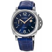 Réplique Montre Panerai Luminor Due Luna pour homme avec cadran bleu et bracelet en cuir PAM01179