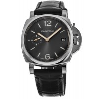 Réplique Montre pour homme Panerai Luminor Due 38 mm avec cadran gris et bracelet en cuir PAM01247