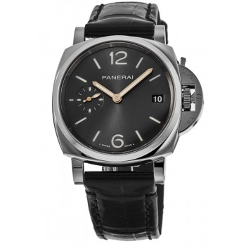 Réplique Montre pour homme Panerai Luminor Due 38 mm avec cadran gris et bracelet en cuir PAM01247