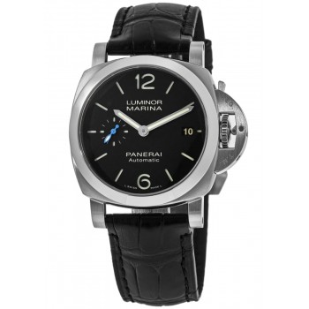 Réplique Montre Panerai Luminor Marina pour homme avec cadran noir et bracelet en cuir PAM01272