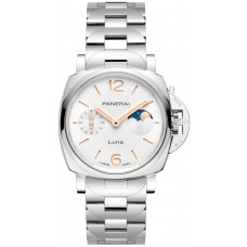 Réplique Montre Panerai Luminor Due Luna pour homme en acier avec cadran blanc PAM01301