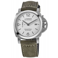 Réplique Montre Panerai Luminor Marina pour homme avec cadran blanc et bracelet en cuir PAM01314