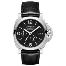 Réplique Montre Panerai Luminor Bitempo pour homme avec cadran noir et bracelet en cuir PAM01360