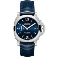 Réplique Montre Panerai Luminor Quaranta pour homme avec cadran bleu et bracelet en cuir PAM01370