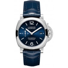 Réplique Montre Panerai Luminor Quaranta pour homme avec cadran bleu et bracelet en cuir PAM01370