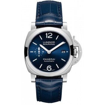 Réplique Montre Panerai Luminor Quaranta pour homme avec cadran bleu et bracelet en cuir PAM01370