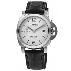 Réplique Montre Panerai Luminor Quaranta pour homme avec cadran blanc et bracelet en cuir PAM01371