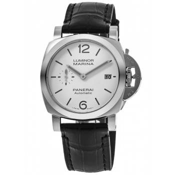 Réplique Montre Panerai Luminor Quaranta pour homme avec cadran blanc et bracelet en cuir PAM01371