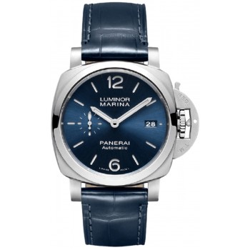 Réplique Montre Panerai Luminor Marina pour homme avec cadran bleu et bracelet en cuir PAM01393