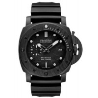 Réplique Montre Panerai Submersible Marina Militare pour homme avec cadran noir et bracelet en caoutchouc PAM02979