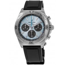 Réplique Montre Breitling Chronomat B01 42 pour homme, cadran bleu glace, lunette platine, bracelet en caoutchouc, PB0134101C1S1