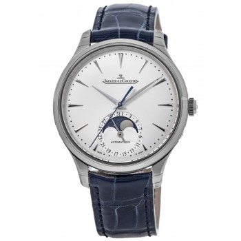 Réplique Montre pour homme Jaeger LeCoultre Master ultra fine avec cadran argenté et bracelet en cuir Q1248420