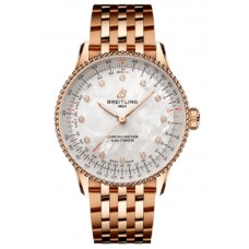 Réplique Montre Breitling Navitimer Automatic 36 avec cadran en nacre et diamants en or rose 18 carats pour femme R17327211A1R1