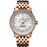 Réplique Montre Breitling Navitimer Automatic 35 avec cadran en nacre et diamant en or rose pour femme R17395211A1R1