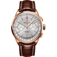 Réplique Montre Breitling Aviator 8 B01 Chronographe 43 Cadran argenté Bracelet en cuir marron pour homme RB0118371G1P1