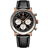 Réplique Montre Breitling Navitimer B01 Chronographe 43 avec cadran noir et bracelet en cuir pour homme RB0138211B1P1