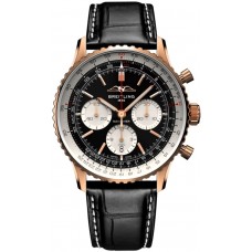 Réplique Montre Breitling Navitimer B01 Chronographe 43 avec cadran noir et bracelet en cuir pour homme RB0138211B1P1