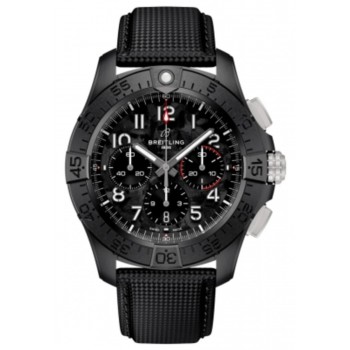 Réplique Breitling Avenger B01 Chronographe 44 Night Mission Chronographe Cadran noir Bracelet en cuir Montre pour homme SB0147101B1X1