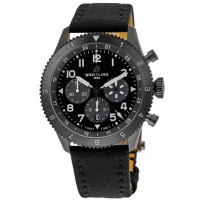 Réplique Breitling Super Avi B04 Chronographe GMT 46 Mosquito Night Fighter Cadran noir Bracelet en tissu Montre pour homme SB04451A1B1X1