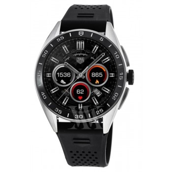 Réplique Montre pour homme Tag Heuer Connected Calibre E4 - 45 mm avec bracelet en caoutchouc noir SBR8A10.BT6259