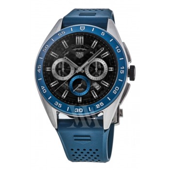 Réplique Tag Heuer Connected Calibre E4 - Montre pour homme avec bracelet en caoutchouc bleu 45 mm SBR8A11.BT6260