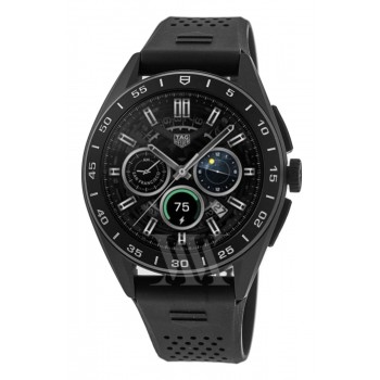 Réplique Tag Heuer Connected Calibre E4 - Montre pour homme avec cadran noir et bracelet en caoutchouc de 45 mm SBR8A80.BT6261