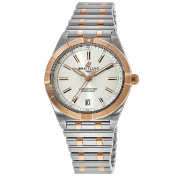 Réplique Montre pour femme Breitling Chronomat Automatic 36 avec cadran blanc en or rose et acier inoxydable U10380101A1U1