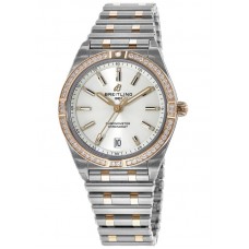 Réplique Montre pour femme Breitling Chronomat Automatic 36 avec cadran en diamant blanc, or rose et acier inoxydable U10380591A1U1