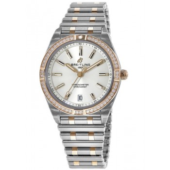 Réplique Montre pour femme Breitling Chronomat Automatic 36 avec cadran en diamant blanc, or rose et acier inoxydable U10380591A1U1