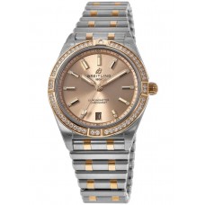 Réplique Montre pour femme Breitling Chronomat Automatic 36 avec cadran en cuivre et diamants en or rose et acier inoxydable U10380591K1U1