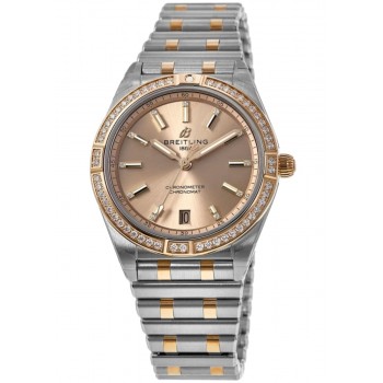 Réplique Montre pour femme Breitling Chronomat Automatic 36 avec cadran en cuivre et diamants en or rose et acier inoxydable U10380591K1U1