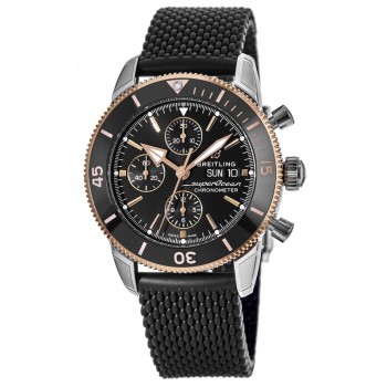 Réplique Breitling Superocean Heritage II Chronographe 44 Acier &amp; Montre pour homme avec bracelet en caoutchouc or rose U13313121B1S1