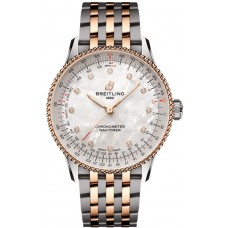 Réplique Breitling Navitimer Automatique 36 Cadran Diamant Nacre Or Rose &amp; Montre Femme Acier U17327211A1U1