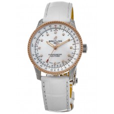 Réplique Montre pour femme Breitling Navitimer Automatic 35 avec cadran en nacre et bracelet en cuir U17395211A1P4