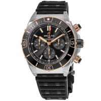 Réplique Breitling Super Chronomat B01 44 Or Rose &amp; Montre pour homme avec bracelet en caoutchouc et acier UB0136251B1S1