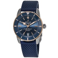 Réplique Breitling Superocean Heritage 42 cadran bleu or rose et amp; Montre pour homme avec bracelet en caoutchouc et acier UB2010161C1S1