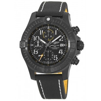 Réplique Montre Breitling Avenger Chronograph 45 Night Mission avec cadran noir et bracelet en cuir noir pour homme V13317101B1X1