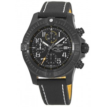 Réplique Montre pour homme Breitling Avenger Chronograph 45 Night Mission avec cadran noir et bracelet en cuir V13317101B1X2