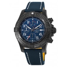 Réplique Montre Breitling Super Avenger Chronograph 48 Night Mission avec cadran bleu et bracelet en cuir bleu pour homme V13375101C1X1