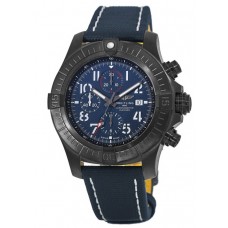 Réplique Montre Breitling Super Avenger Chronograph 48 Night Mission avec cadran bleu et cuir pour homme V13375101C1X2